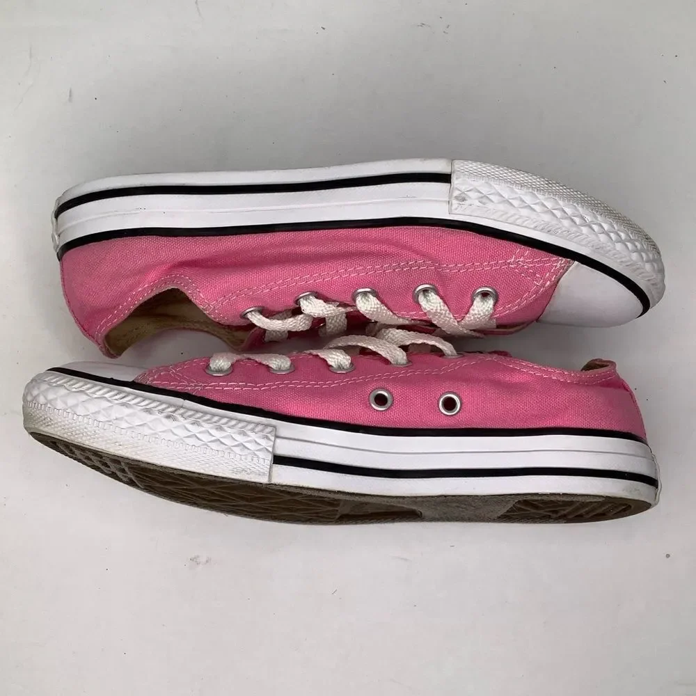 Converse Chuck Taylor All Star Low Top Lace Tie Big Girls Pink Sneakers Sz 3